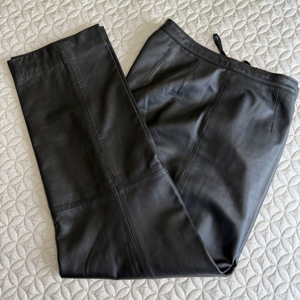 Mixit Women's Black Vintage Y2K 100% Leather Straight Leg Pants Size 6